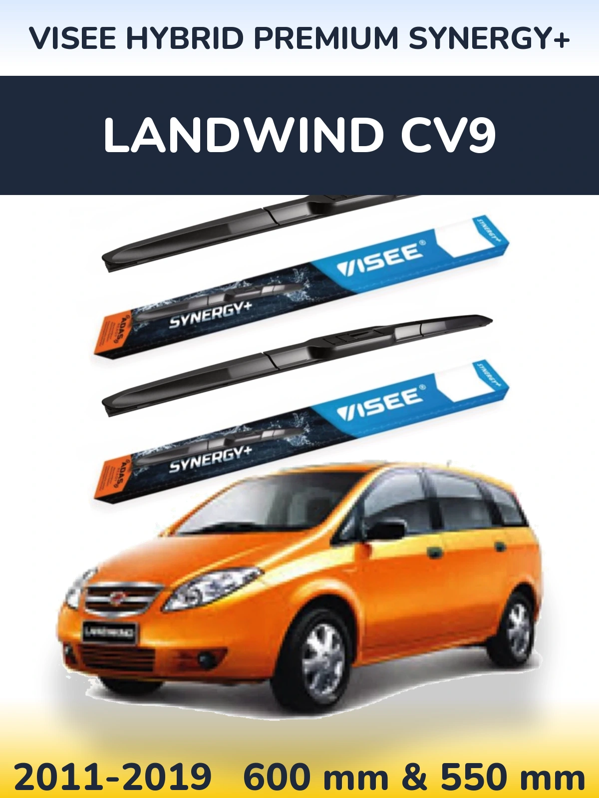 Комплект передних дворников VISEE HYBRID PREMIUM SYNERGY+ 600 & 550 мм для Landwind CV9 2011-2019