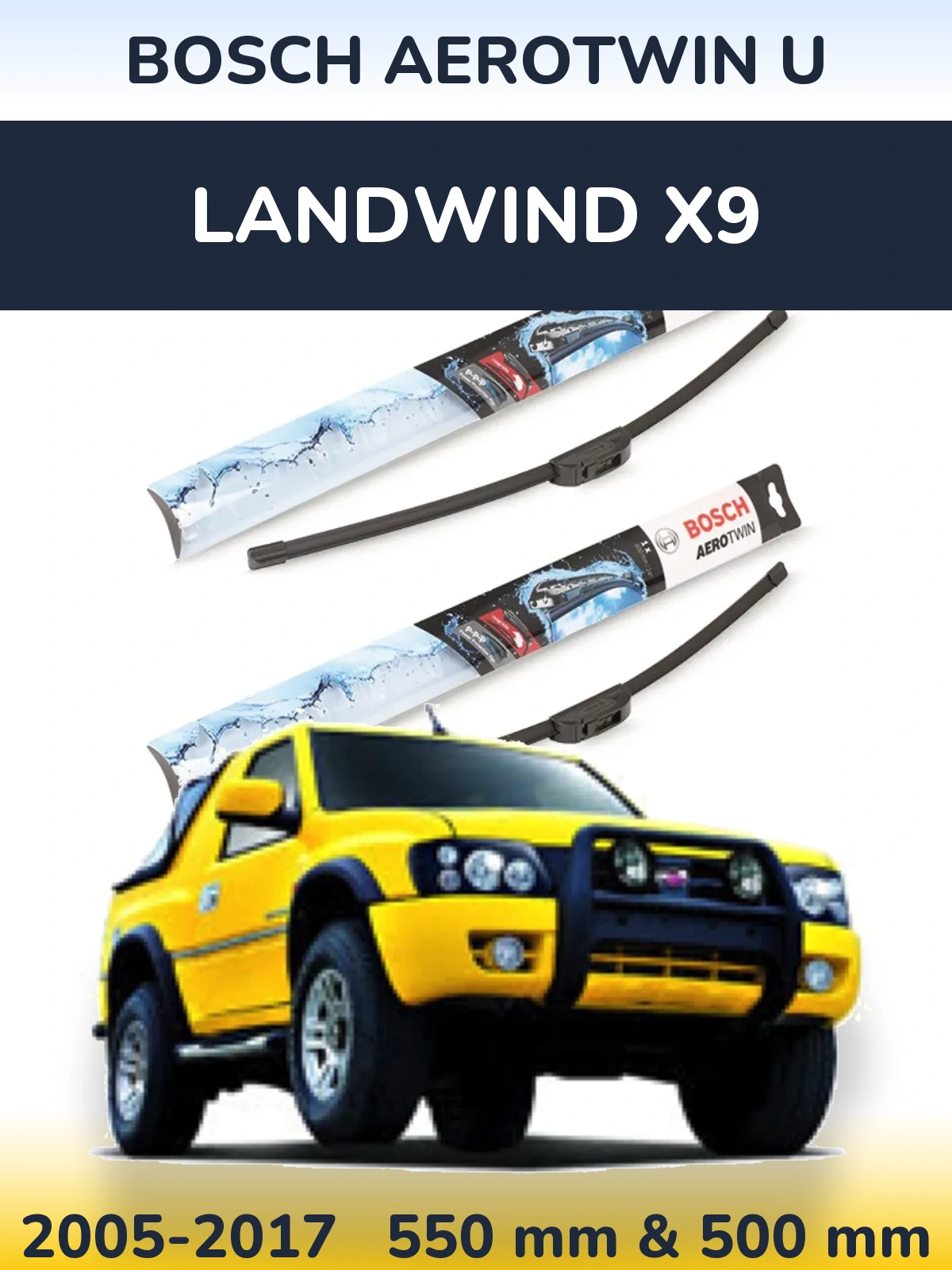 Комплект передніх щіток BOSCH AeroTwin U 550 & 500 мм для Landwind X9 2005-2017