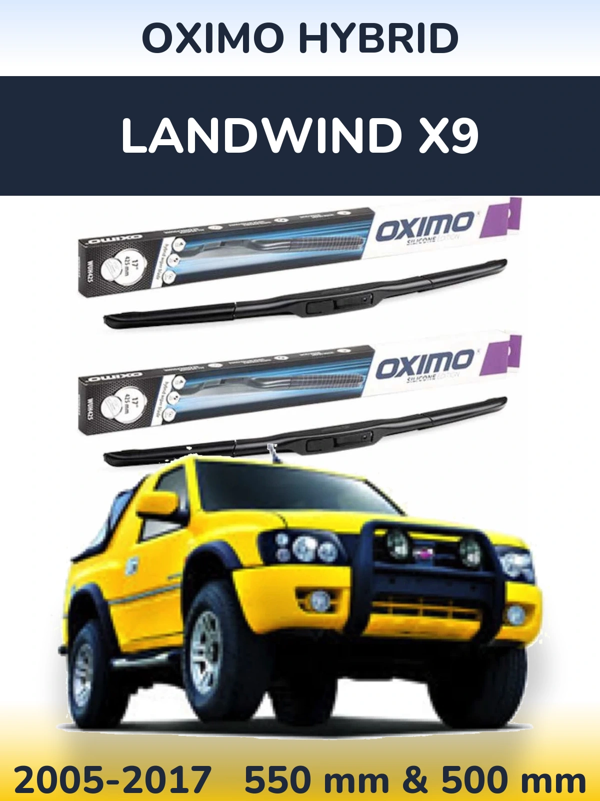 Front wiper blade set Oximo Hybrid 550 & 500 mm for Landwind X9 2005-2017