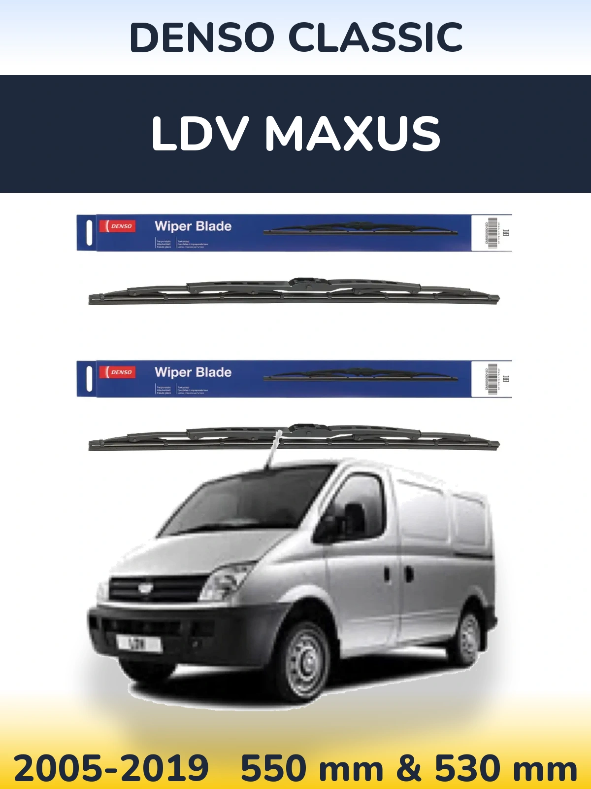 Front wiper blade set Denso Classic 550 & 530 mm for LDV Maxus 2005-2019