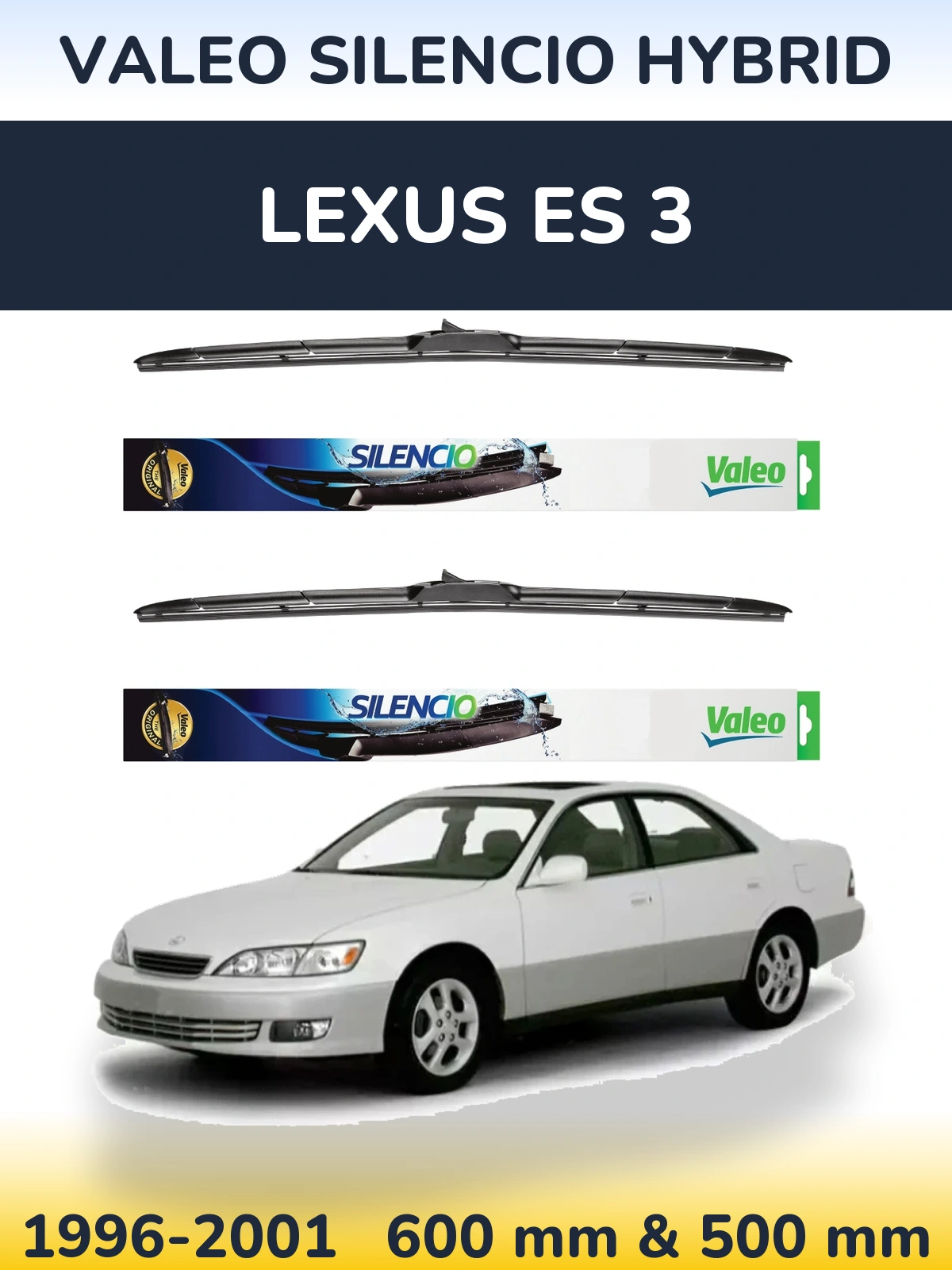 Комплект передних дворников Valeo Silencio Hybrid 600 & 500 мм для Lexus ES 3 1996-2001