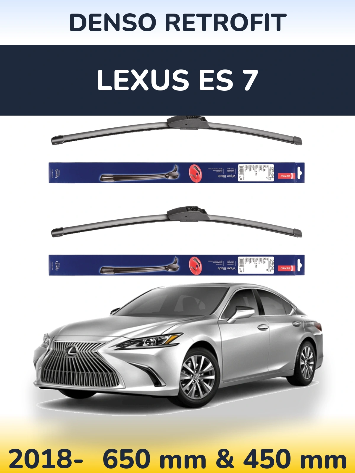 Комплект передніх щіток Denso Retrofit 650 & 450 мм для Lexus ES 7 2018-2026