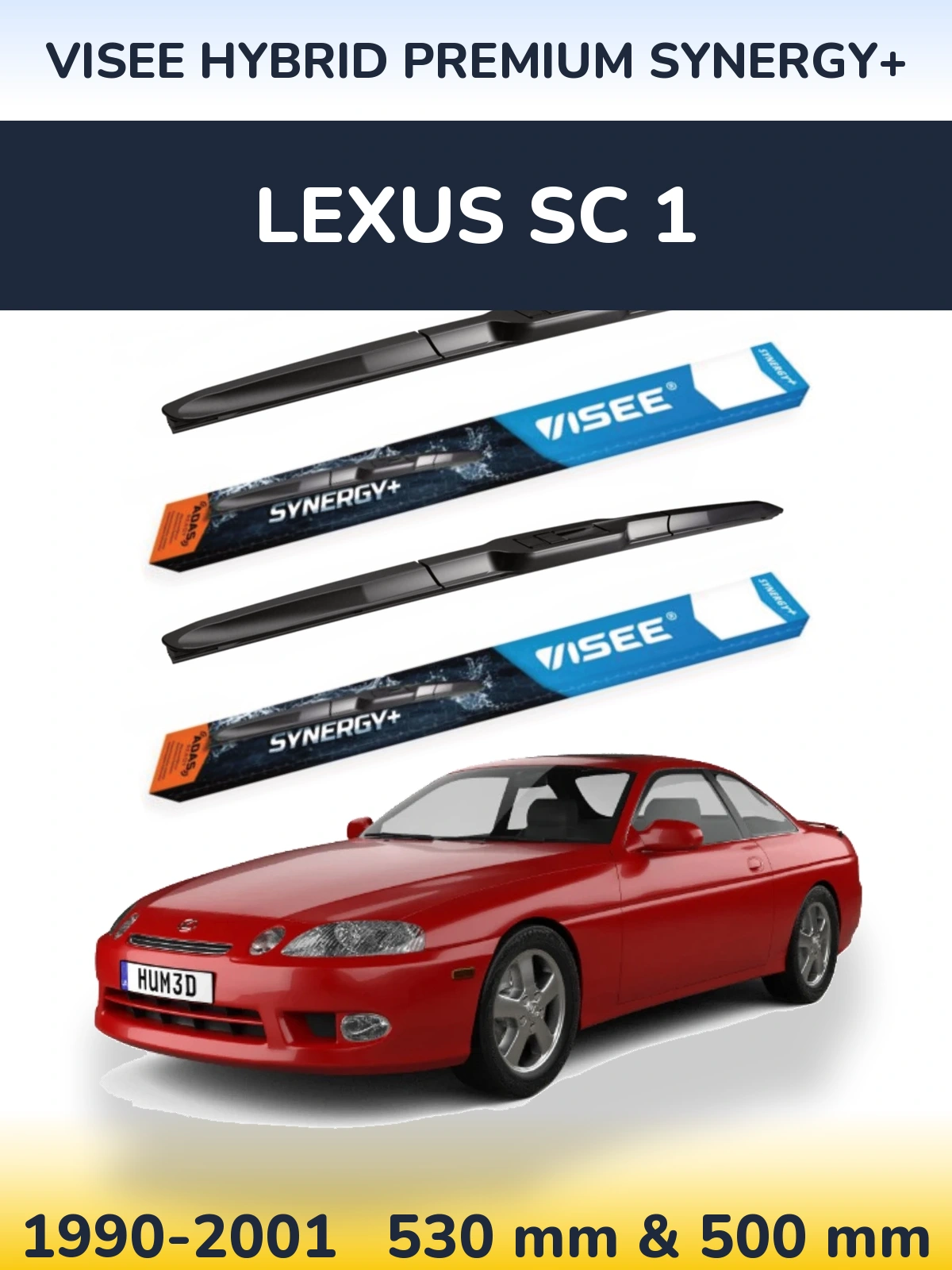 Комплект передніх щіток VISEE HYBRID PREMIUM SYNERGY+ 530 & 500 мм для Lexus SC 1 1990-2001