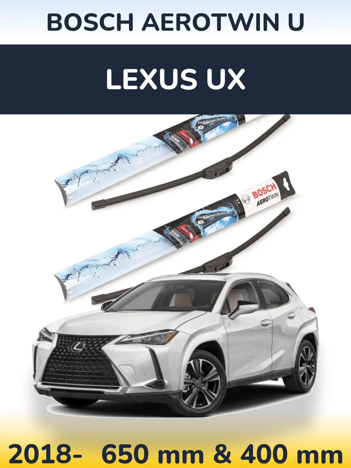Комплект передніх щіток BOSCH AeroTwin U 650 & 400 мм для Lexus UX 2018-2026