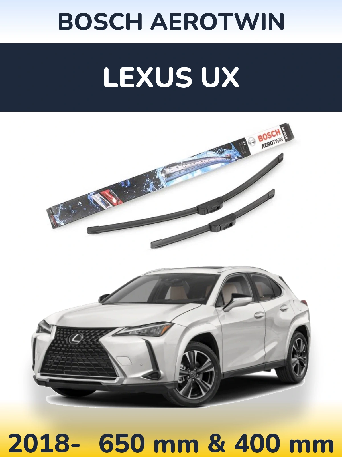 Комплект передних дворников BOSCH AeroTwin 650 & 400 мм для Lexus UX 2018-2026