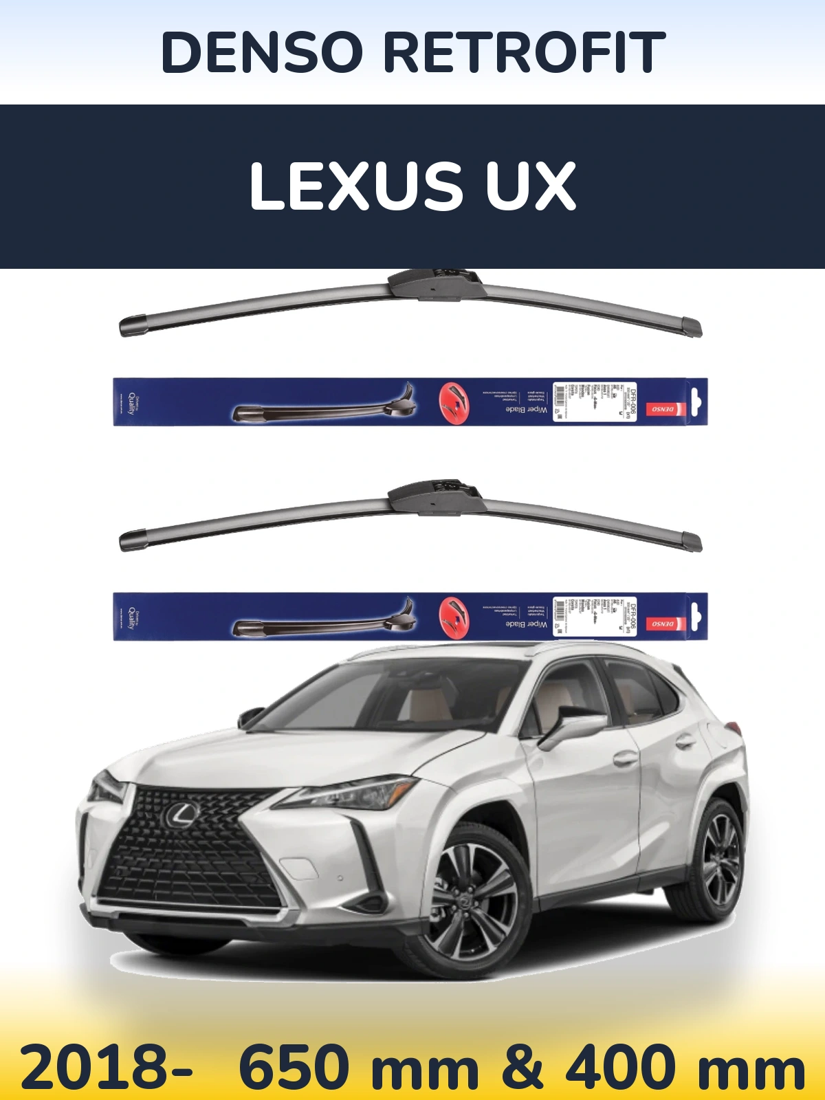 Комплект передніх щіток Denso Retrofit 650 & 400 мм для Lexus UX 2018-2026