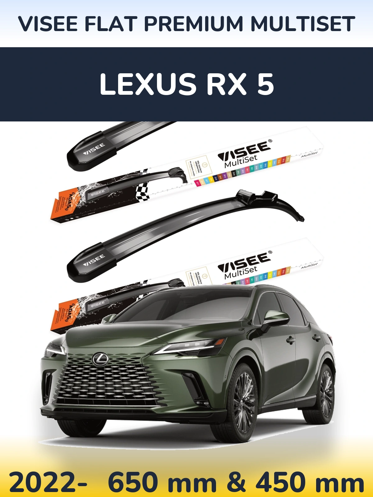 Front wiper blade set VISEE FLAT PREMIUM MultiSet 650 & 450 mm for Lexus RX 5 2022-2026
