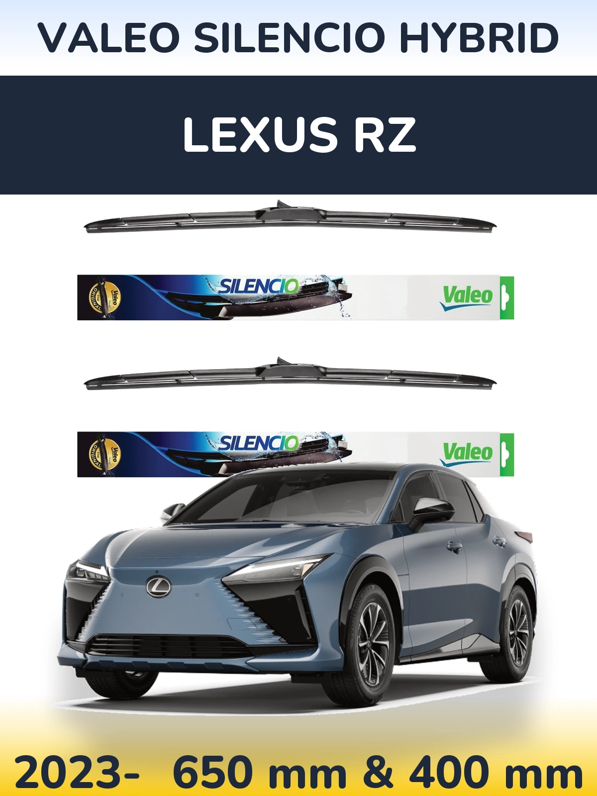 Комплект передніх щіток Valeo Silencio Hybrid 650 & 400 мм для Lexus RZ 2023-2026