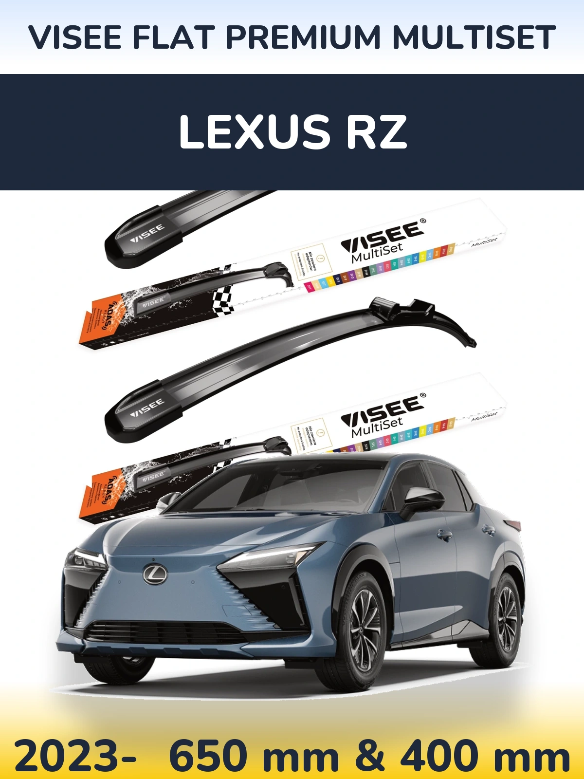 Комплект передних дворников VISEE FLAT PREMIUM MultiSet 650 & 400 мм для Lexus RZ 2023-2026