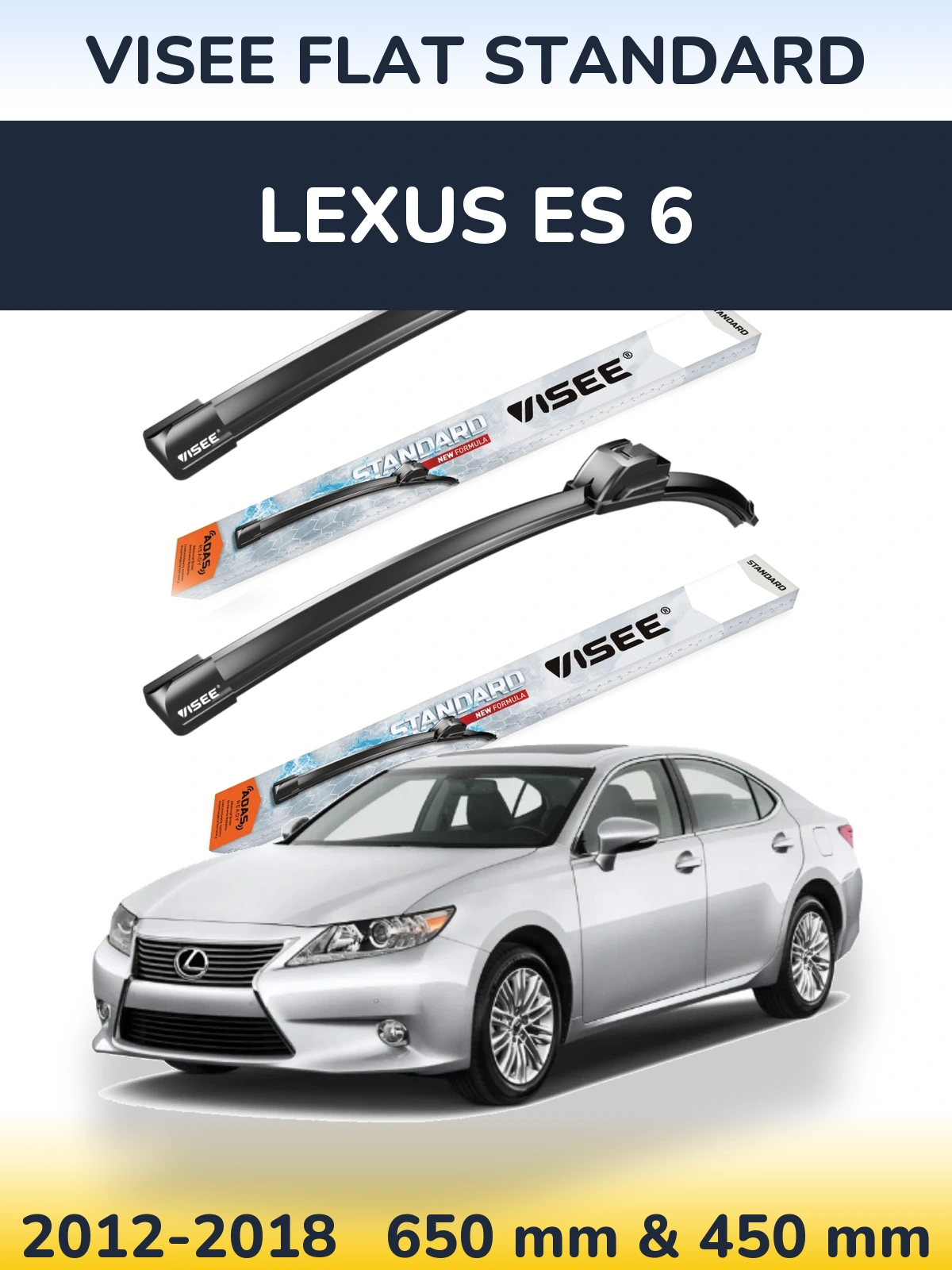 Комплект передних дворников VISEE FLAT STANDARD 650 & 450 мм для Lexus ES 6 2012-2018