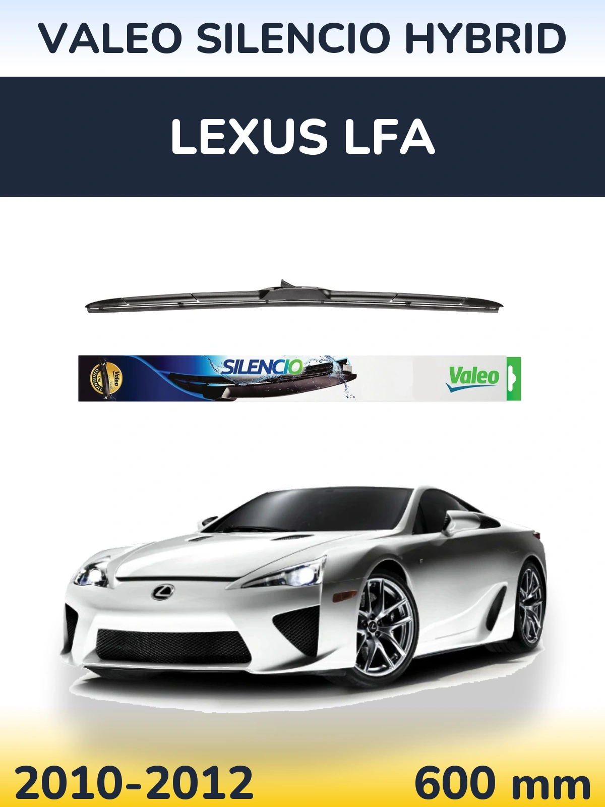 Передний дворник Valeo Silencio Hybrid 600 мм для Lexus LFA 2010-2012