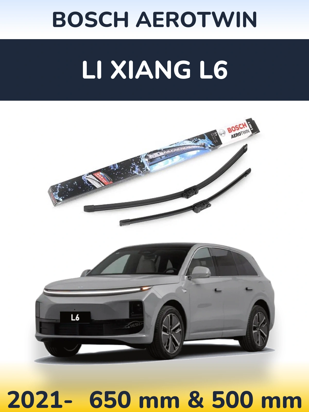 Комплект передних дворников BOSCH AeroTwin 650 & 500 мм для Li Xiang L6 2021-2026