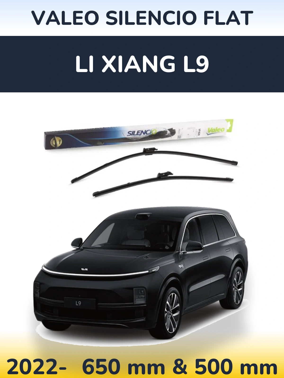 Front wiper blade set Valeo Silencio Flat 650 & 500 mm for Li Xiang L9 2022-2026