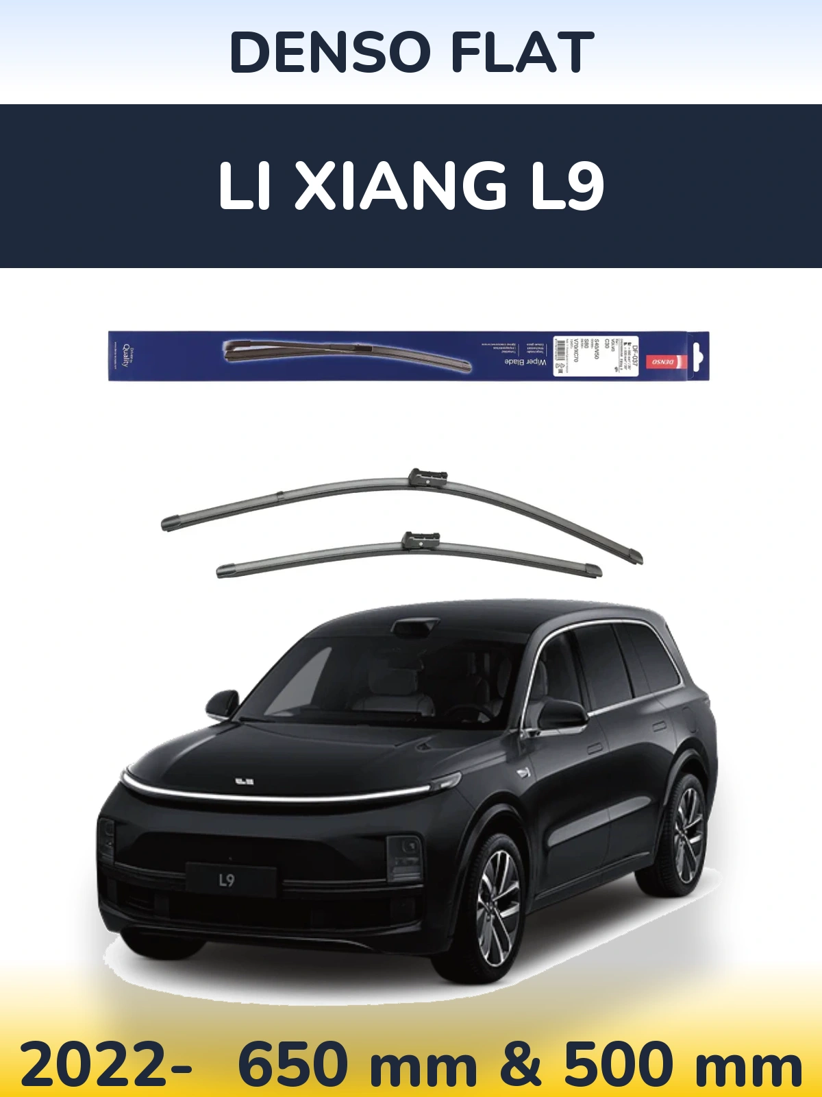Комплект передних дворников Denso Flat 650 & 500 мм для Li Xiang L9 2022-2026