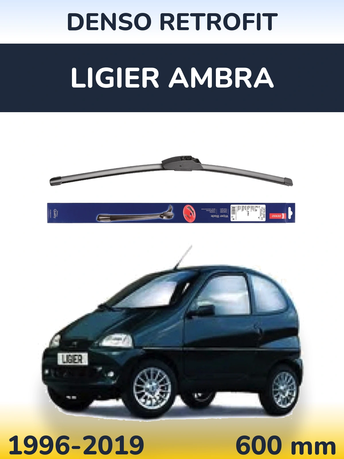 Front wiper blade Denso Retrofit 600 mm for Ligier Ambra 1996-2019