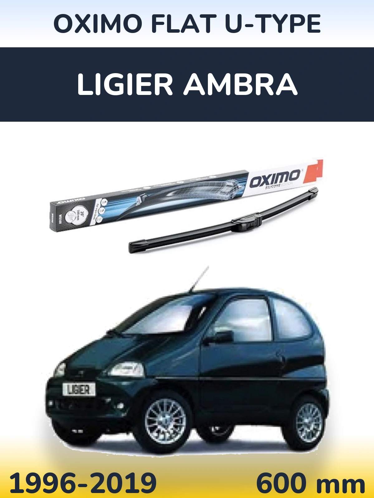 Front wiper blade Oximo Flat U-type 600 mm for Ligier Ambra 1996-2019