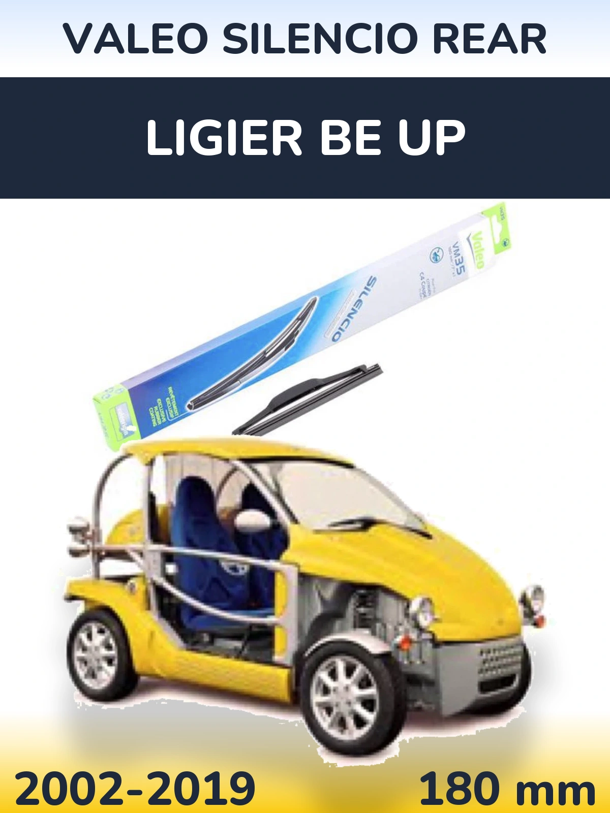 Rear wiper blade Valeo Silencio Rear 180 mm for Ligier Be Up 2002-2019