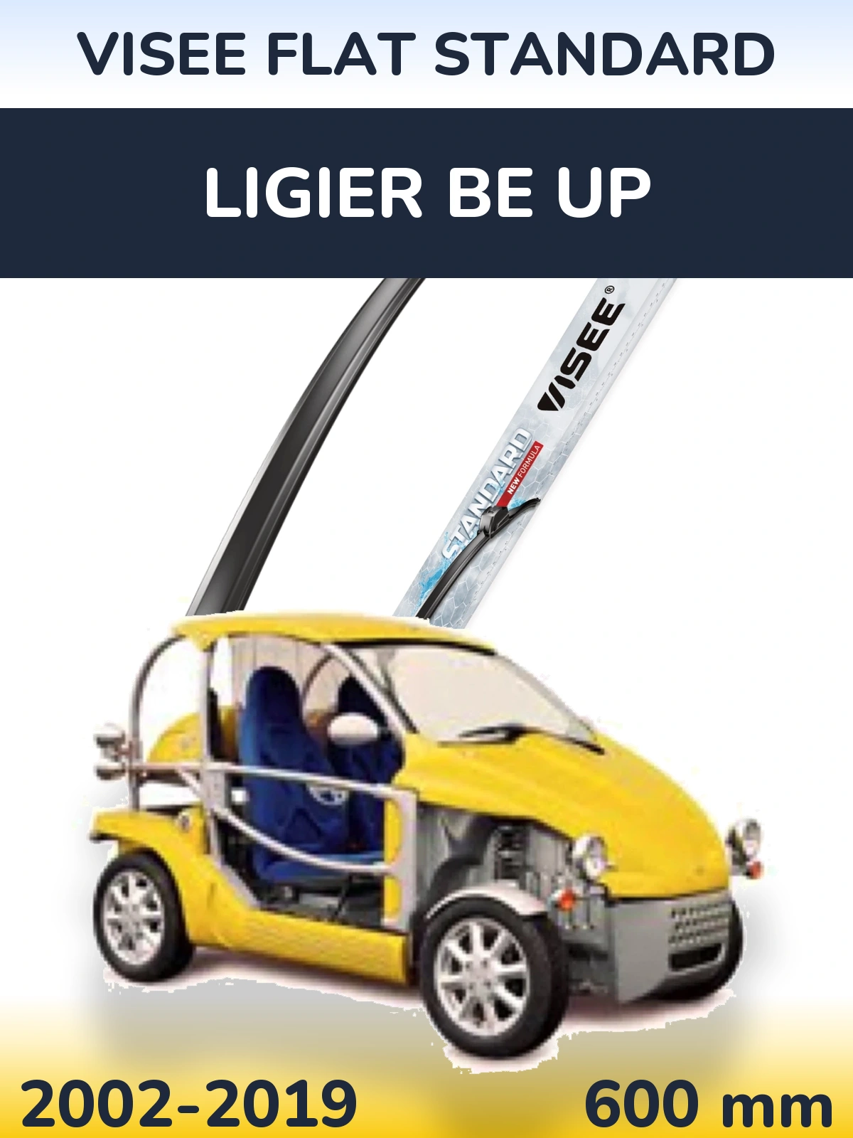 Передний дворник VISEE FLAT STANDARD 600 мм для Ligier Be Up 2002-2019