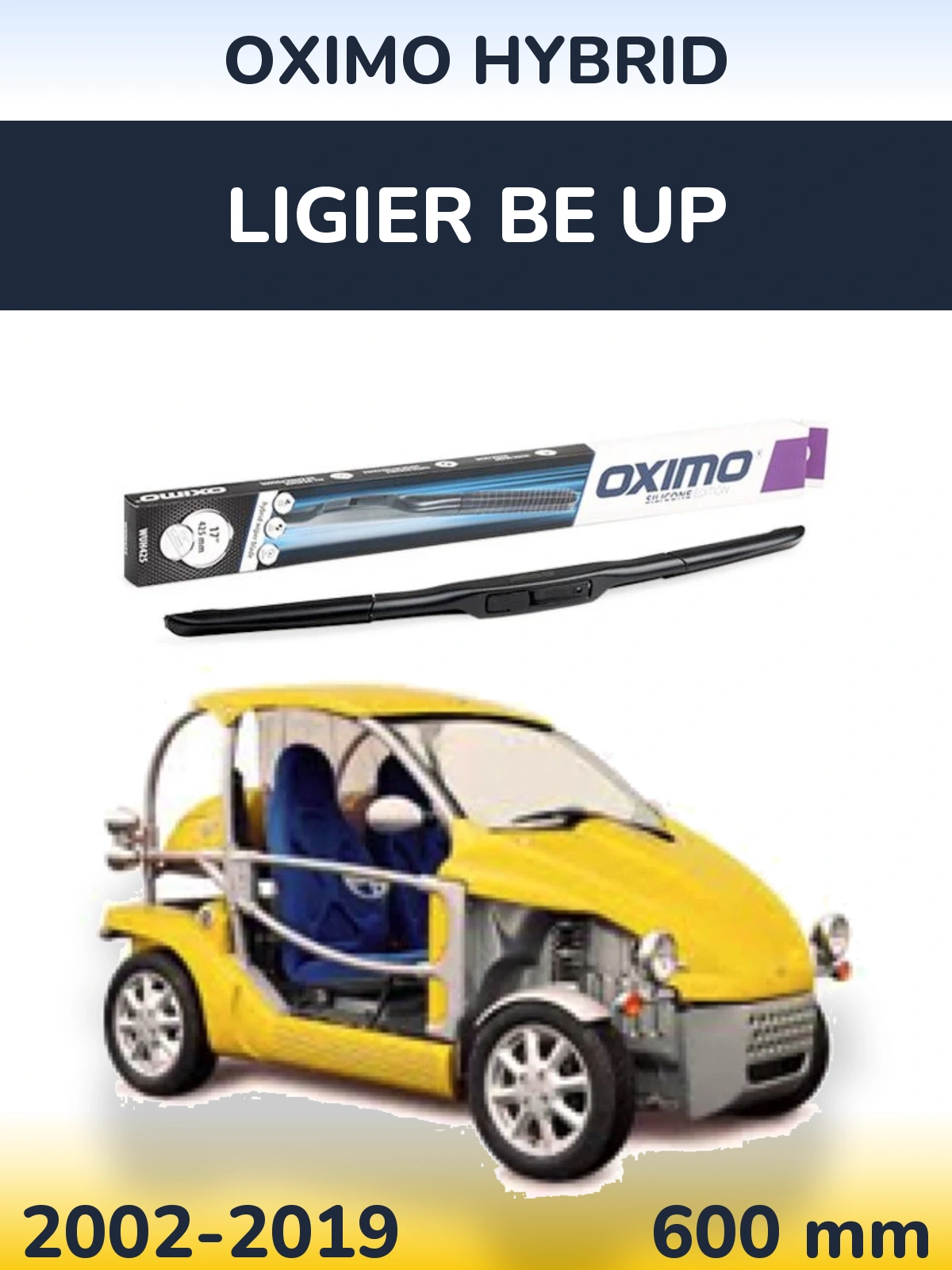 Front wiper blade Oximo Hybrid 600 mm for Ligier Be Up 2002-2019