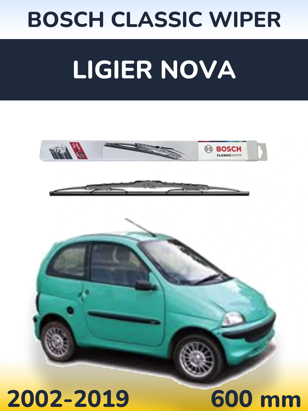 Передний дворник BOSCH Classic Wiper 600 мм для Ligier Nova 2002-2019