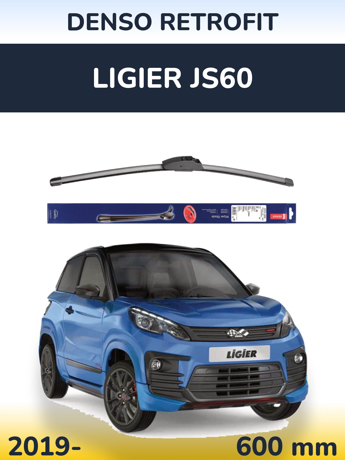 Передний дворник Denso Retrofit 600 мм для Ligier JS60 2019-2026