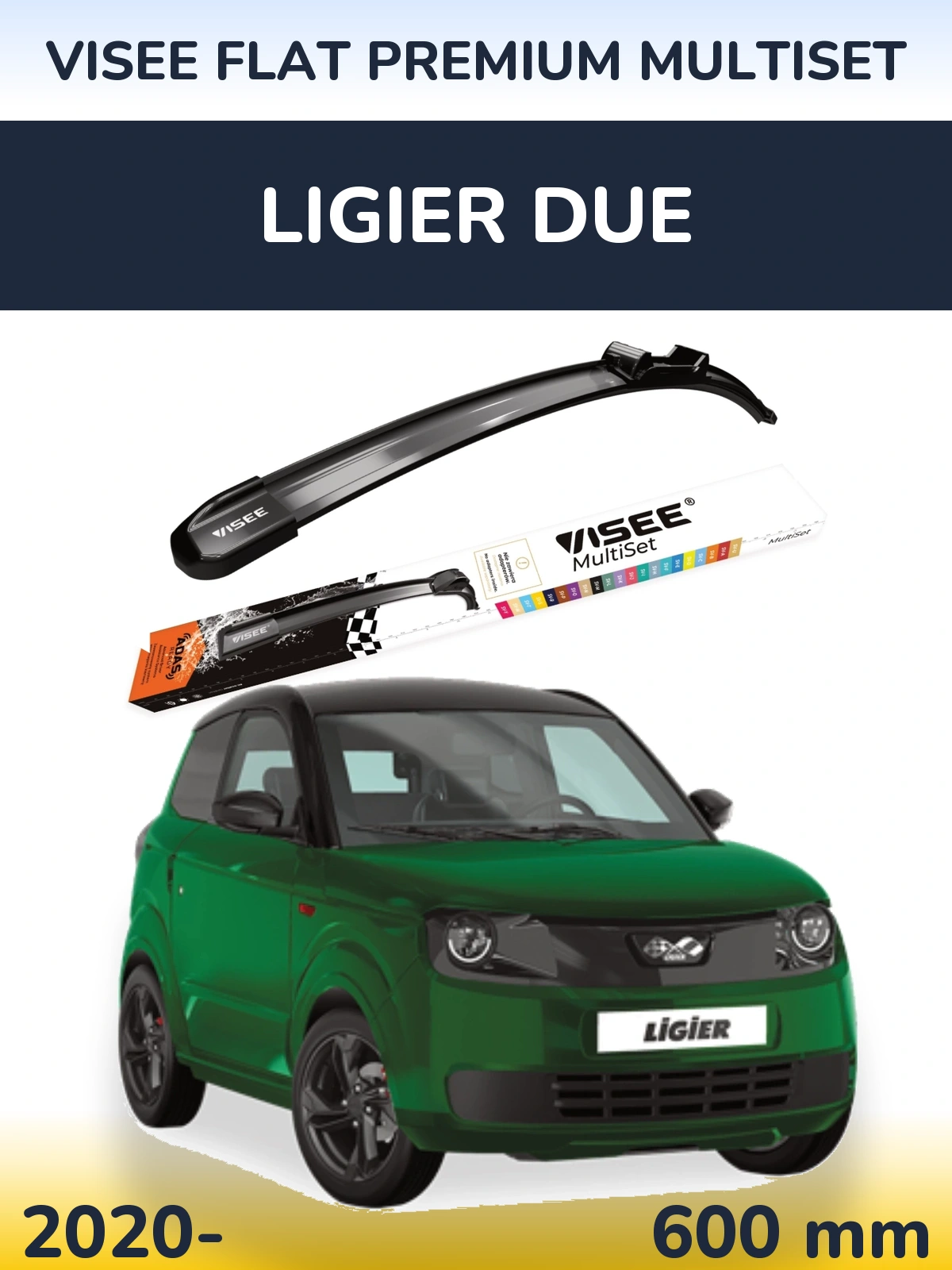 Передний дворник VISEE FLAT PREMIUM MultiSet 600 мм для Ligier Due 2020-2026