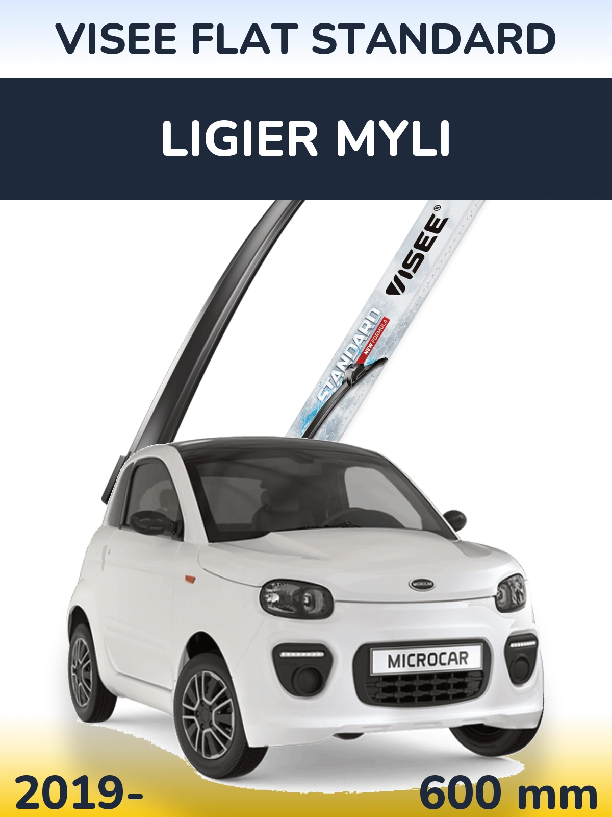 Front wiper blade VISEE FLAT STANDARD 600 mm for Ligier Myli 2019-2026