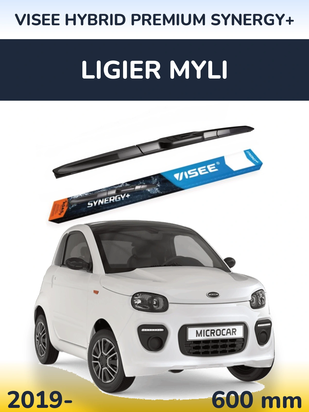 Передня щітка VISEE HYBRID PREMIUM SYNERGY+ 600 мм для Ligier Myli 2019-2026