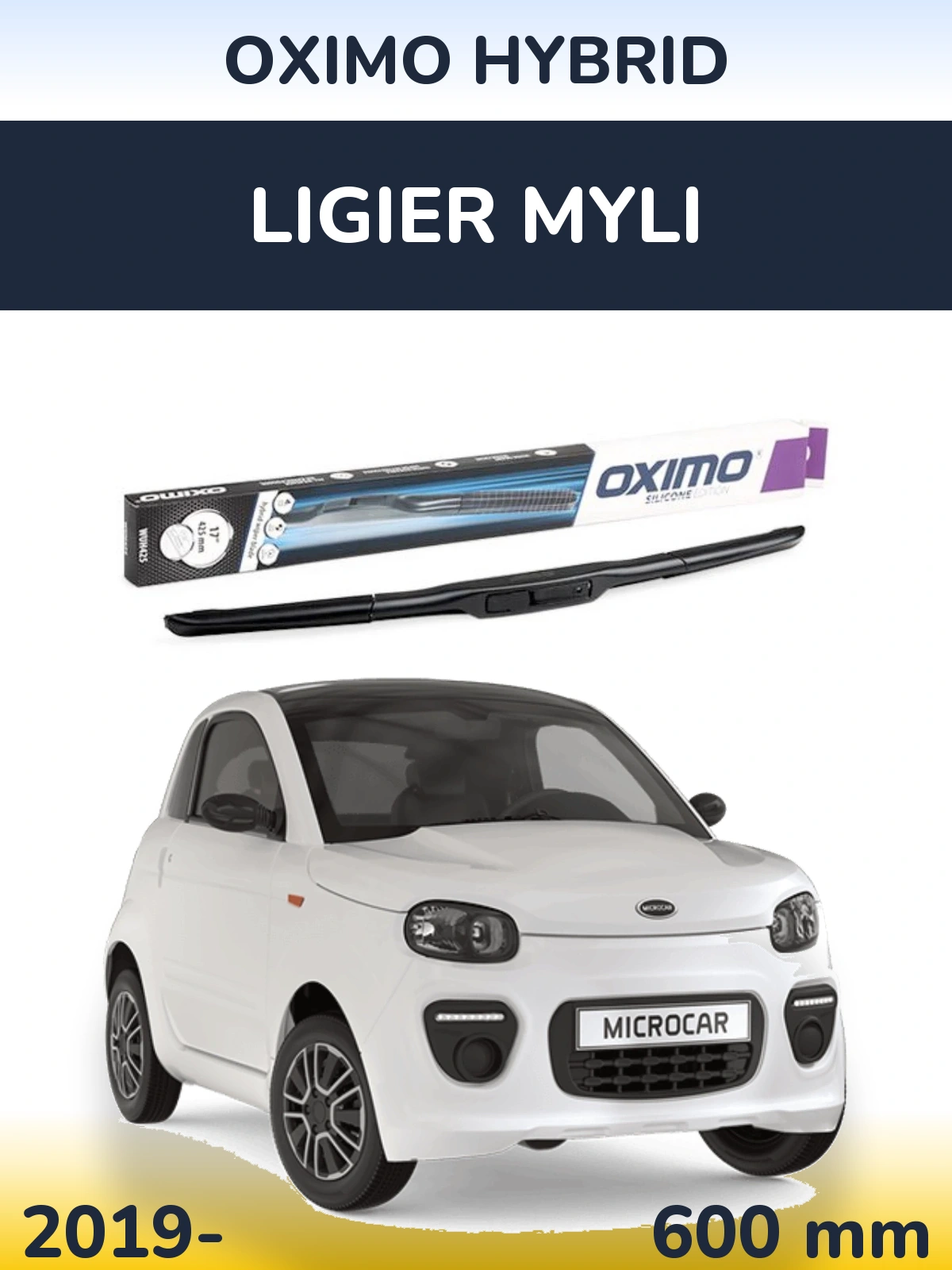 Front wiper blade Oximo Hybrid 600 mm for Ligier Myli 2019-2026