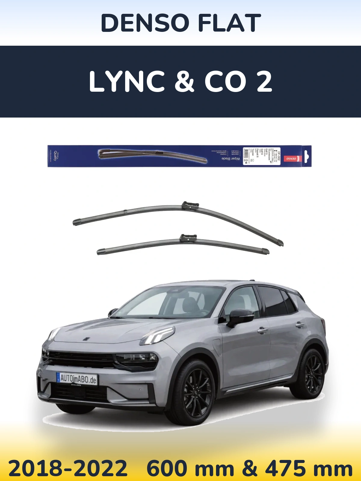 Комплект передних дворников Denso Flat 600 & 475 мм для Lync & Co 2 2018-2022