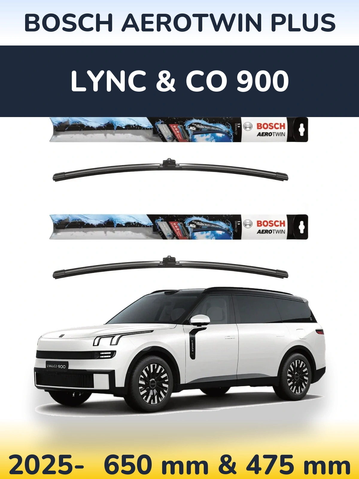 Комплект передних дворников BOSCH AeroTwin Plus 650 & 475 мм для Lync & Co 900 2025-2026