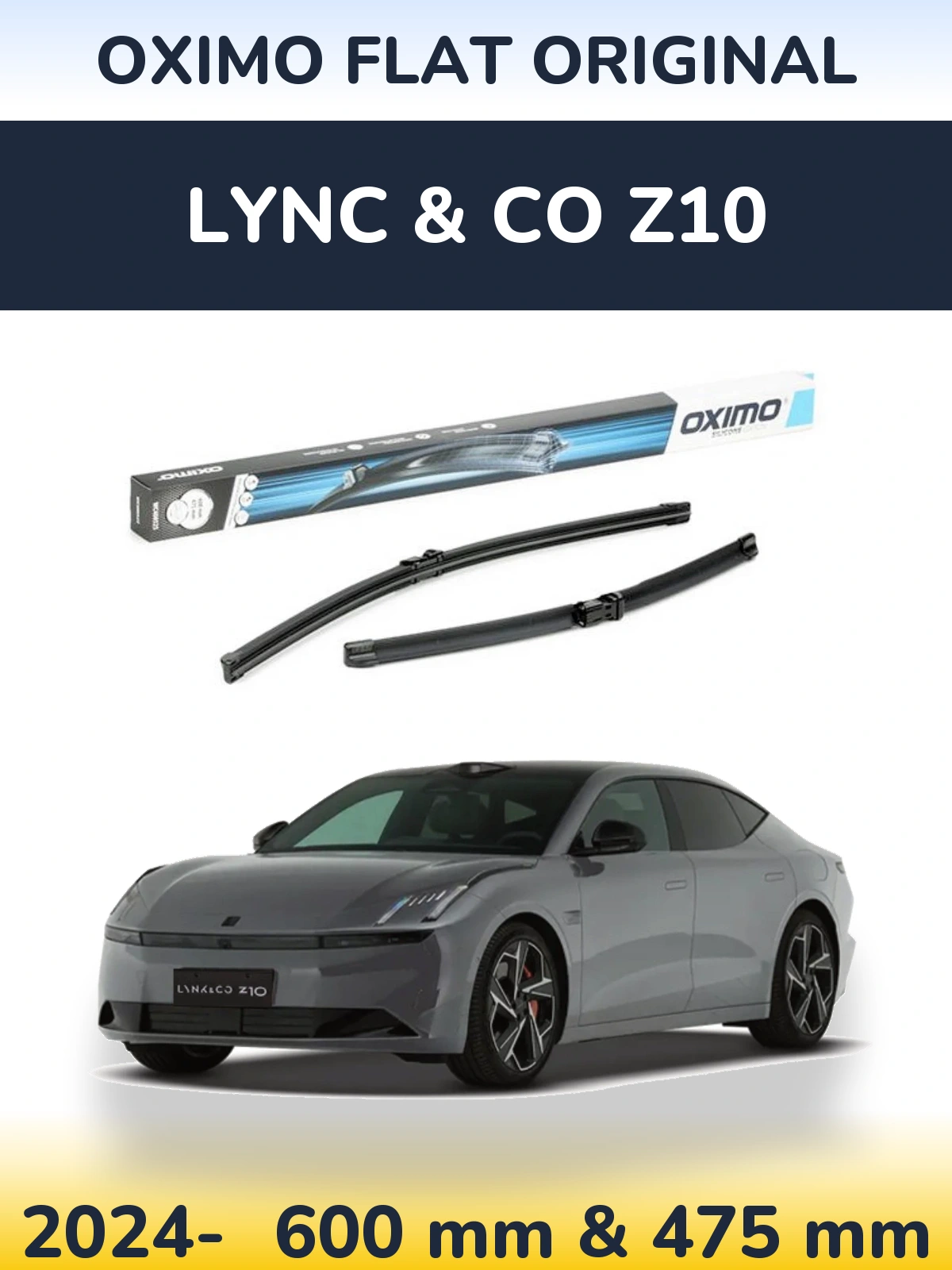 Комплект передних дворников Oximo Flat Original 600 & 475 мм для Lync & Co Z10 2024-2026