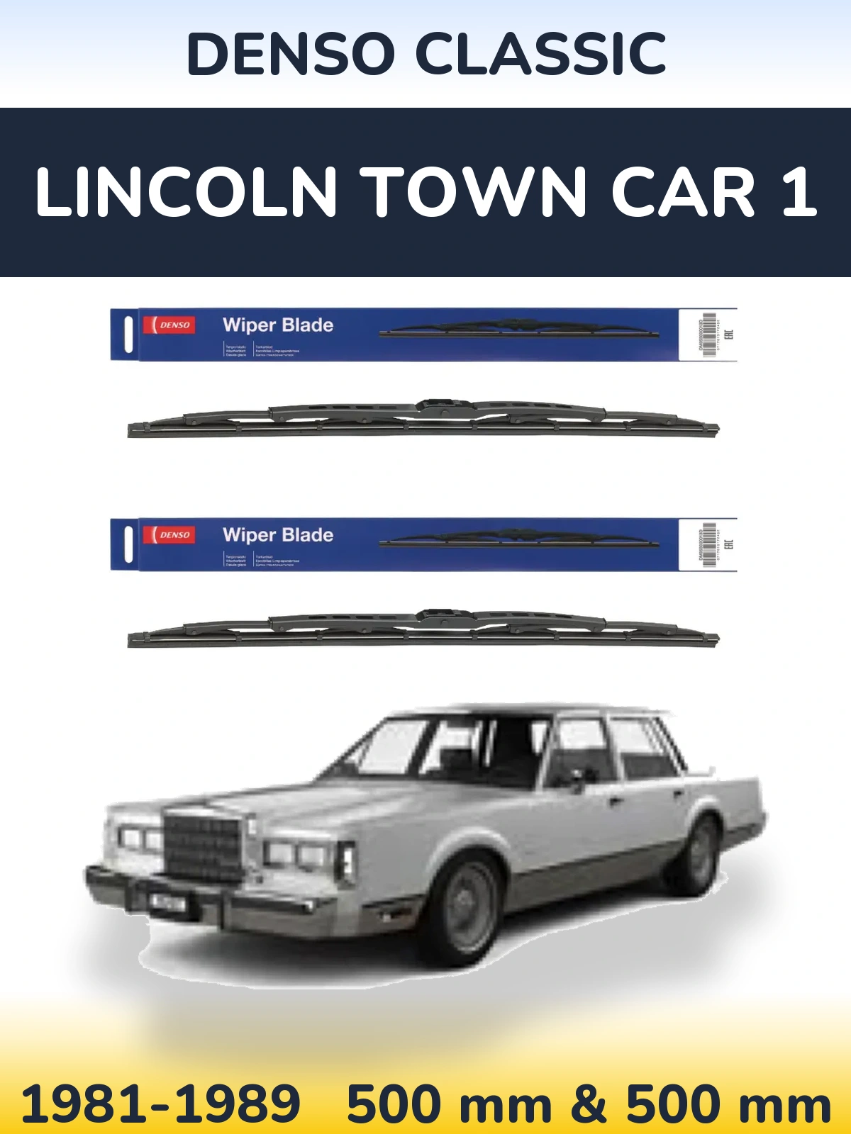 Комплект передніх щіток Denso Classic 500 & 500 мм для Lincoln Town Car 1 1981-1989