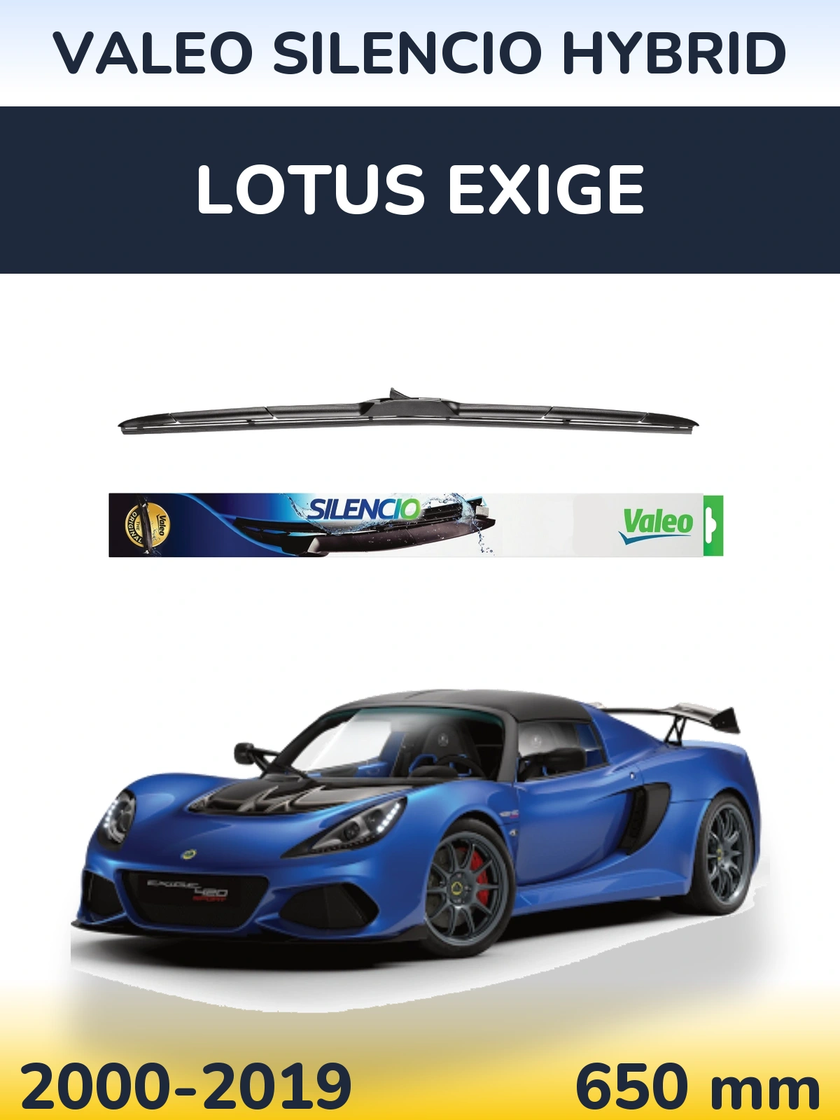 Передний дворник Valeo Silencio Hybrid 650 мм для Lotus Exige 2000-2019