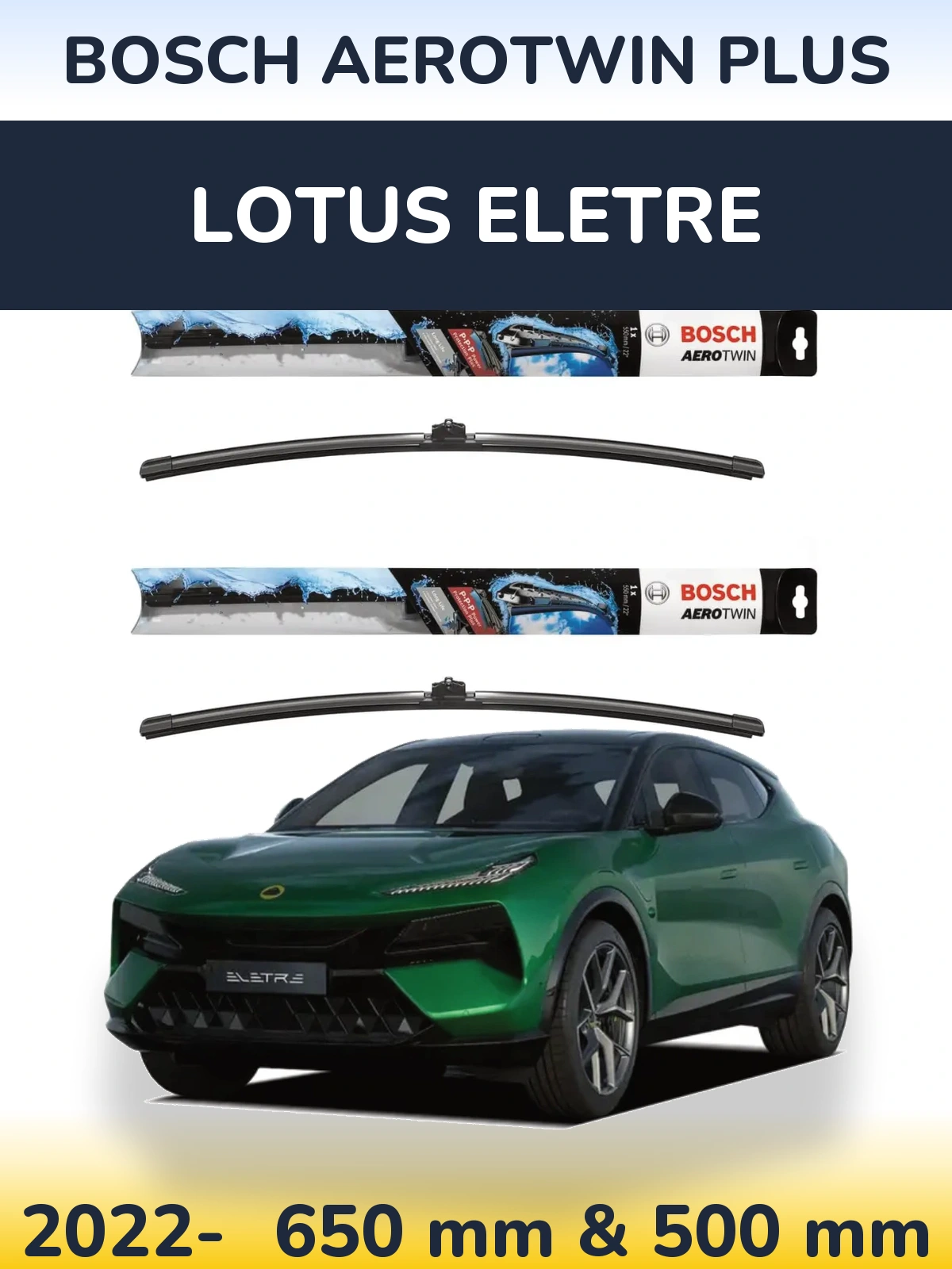 Комплект передніх щіток BOSCH AeroTwin Plus 650 & 500 мм для Lotus Eletre 2022-2026
