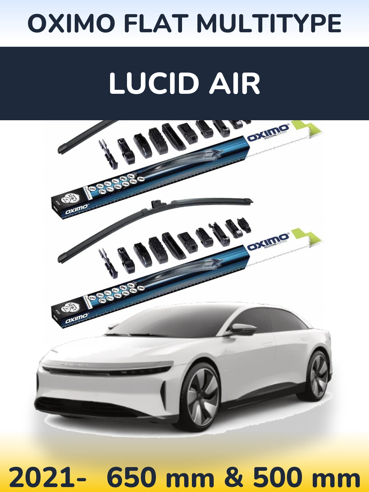 Комплект передніх щіток Oximo Flat MultiТипe 650 & 500 мм для Lucid Air 2021-2026