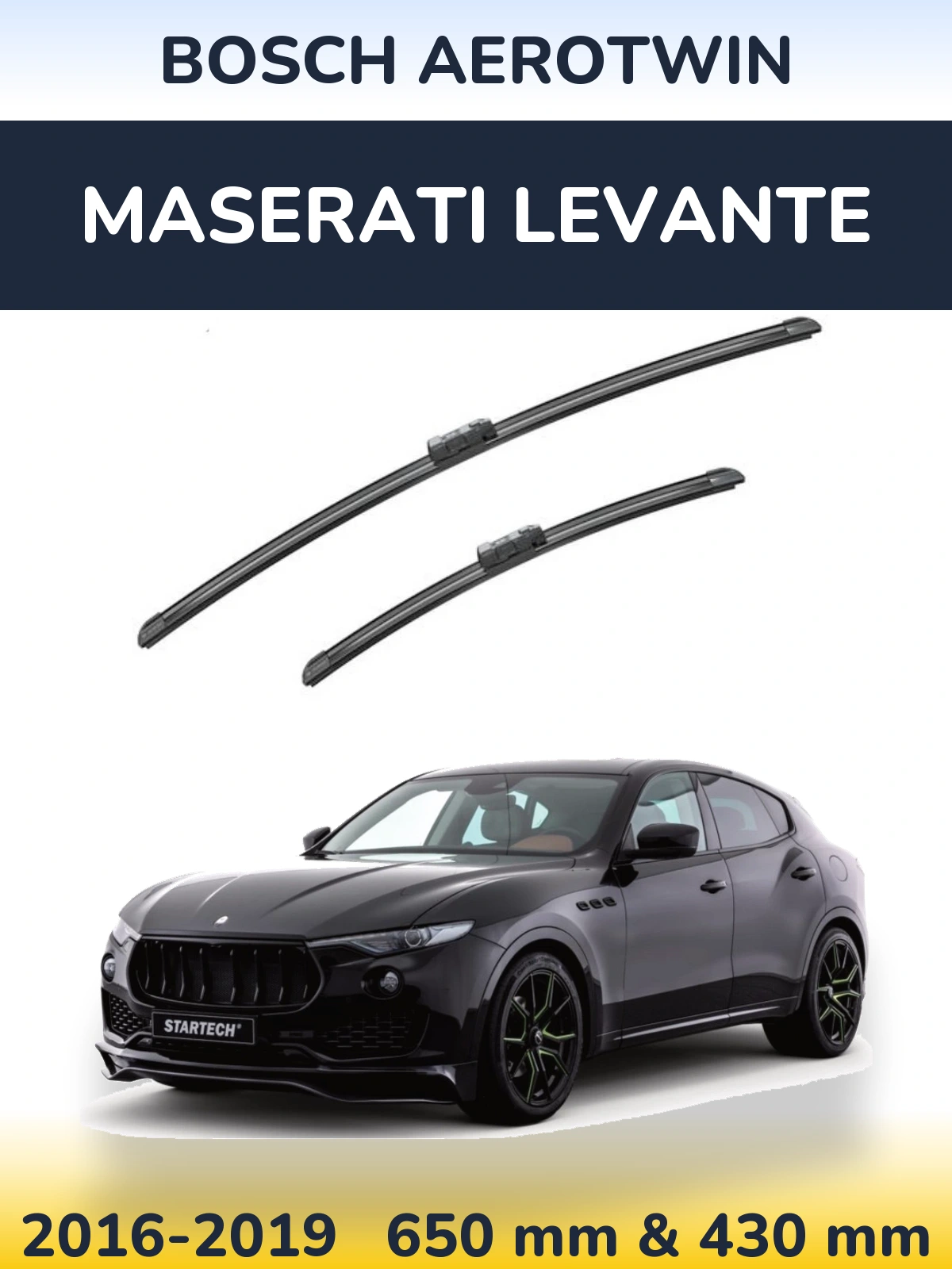 Front wiper blade set BOSCH AeroTwin 650 & 430 mm for Maserati Levante 2016-2019