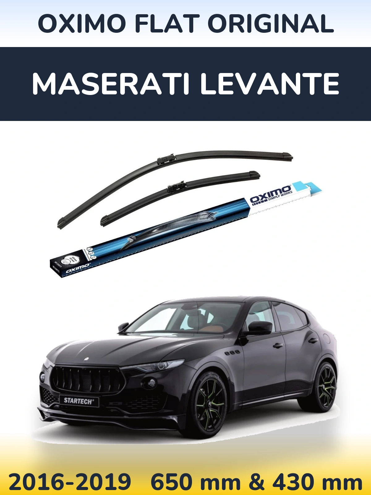 Front wiper blade set Oximo Flat Original 650 & 430 mm for Maserati Levante 2016-2019