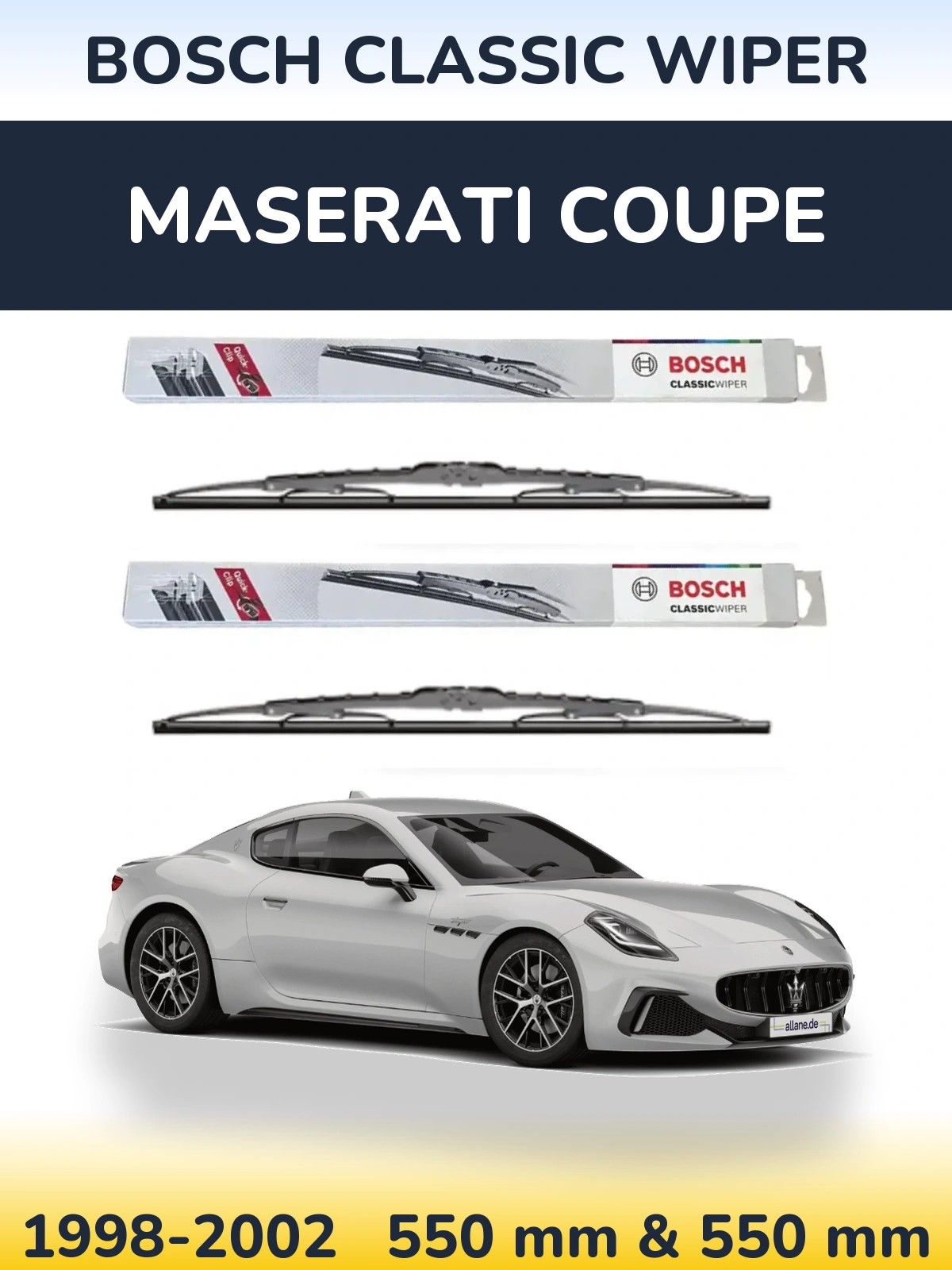 Комплект передніх щіток BOSCH Classic Wiper 550 & 550 мм для Maserati Coupe 1998-2002