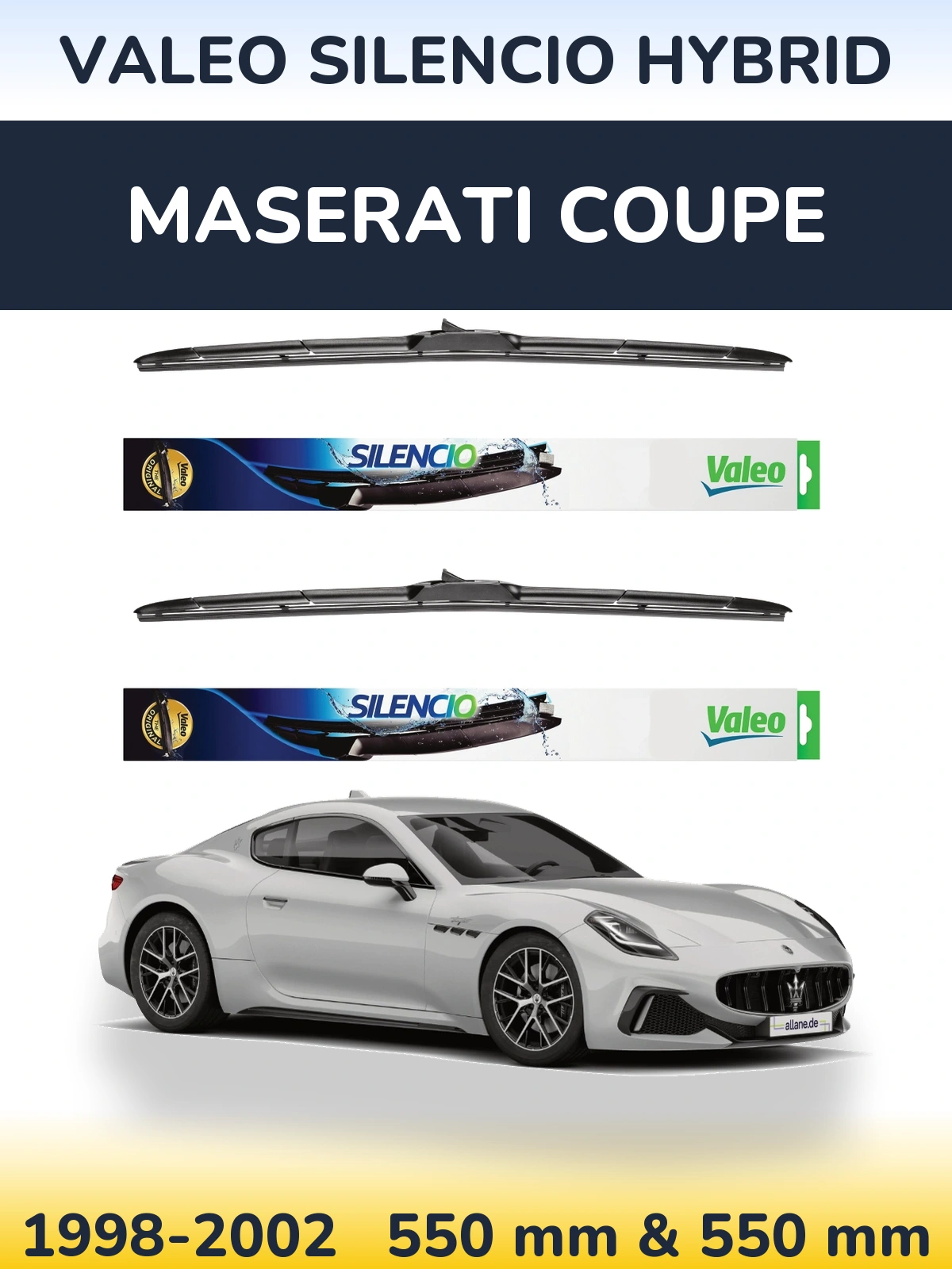 Комплект передніх щіток Valeo Silencio Hybrid 550 & 550 мм для Maserati Coupe 1998-2002