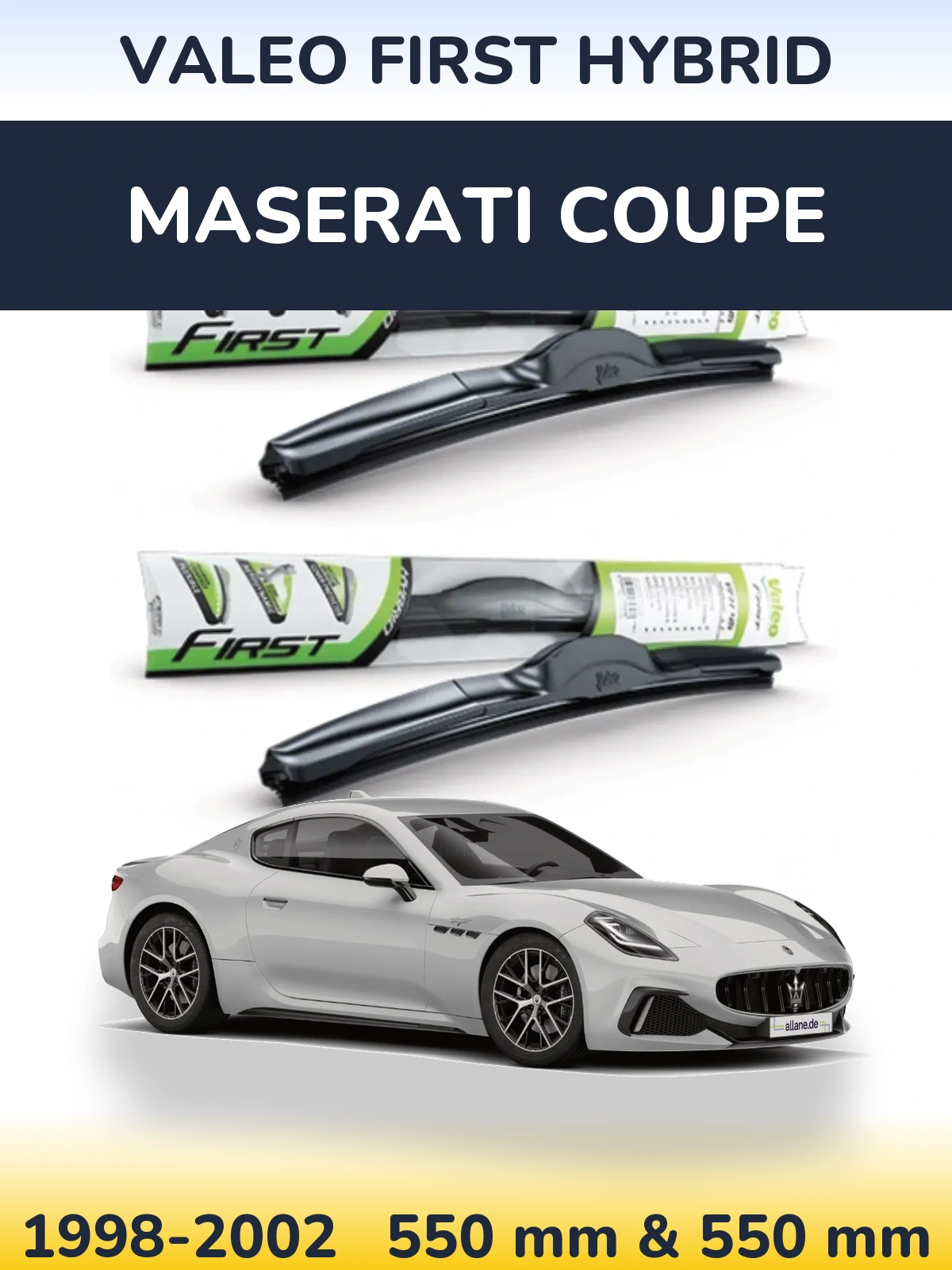 Front wiper blade set Valeo First Hybrid 550 & 550 mm for Maserati Coupe 1998-2002
