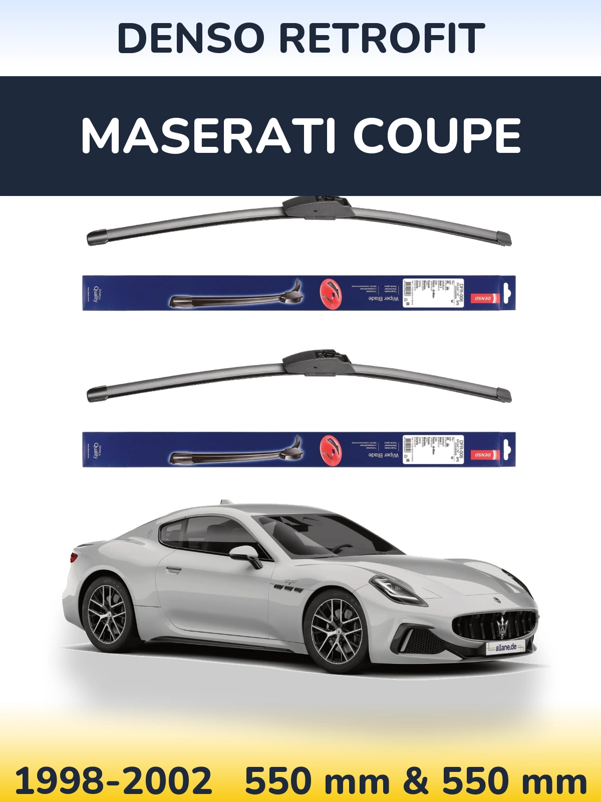 Комплект передніх щіток Denso Retrofit 550 & 550 мм для Maserati Coupe 1998-2002