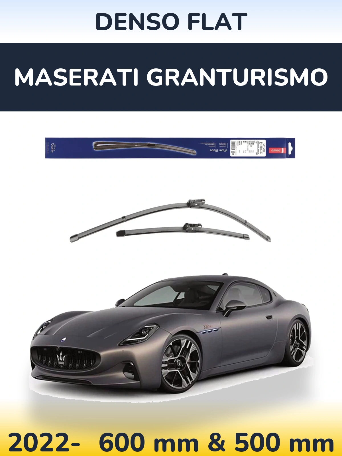 Комплект передних дворников Denso Flat 600 & 500 мм для Maserati GranTurismo 2022-2026
