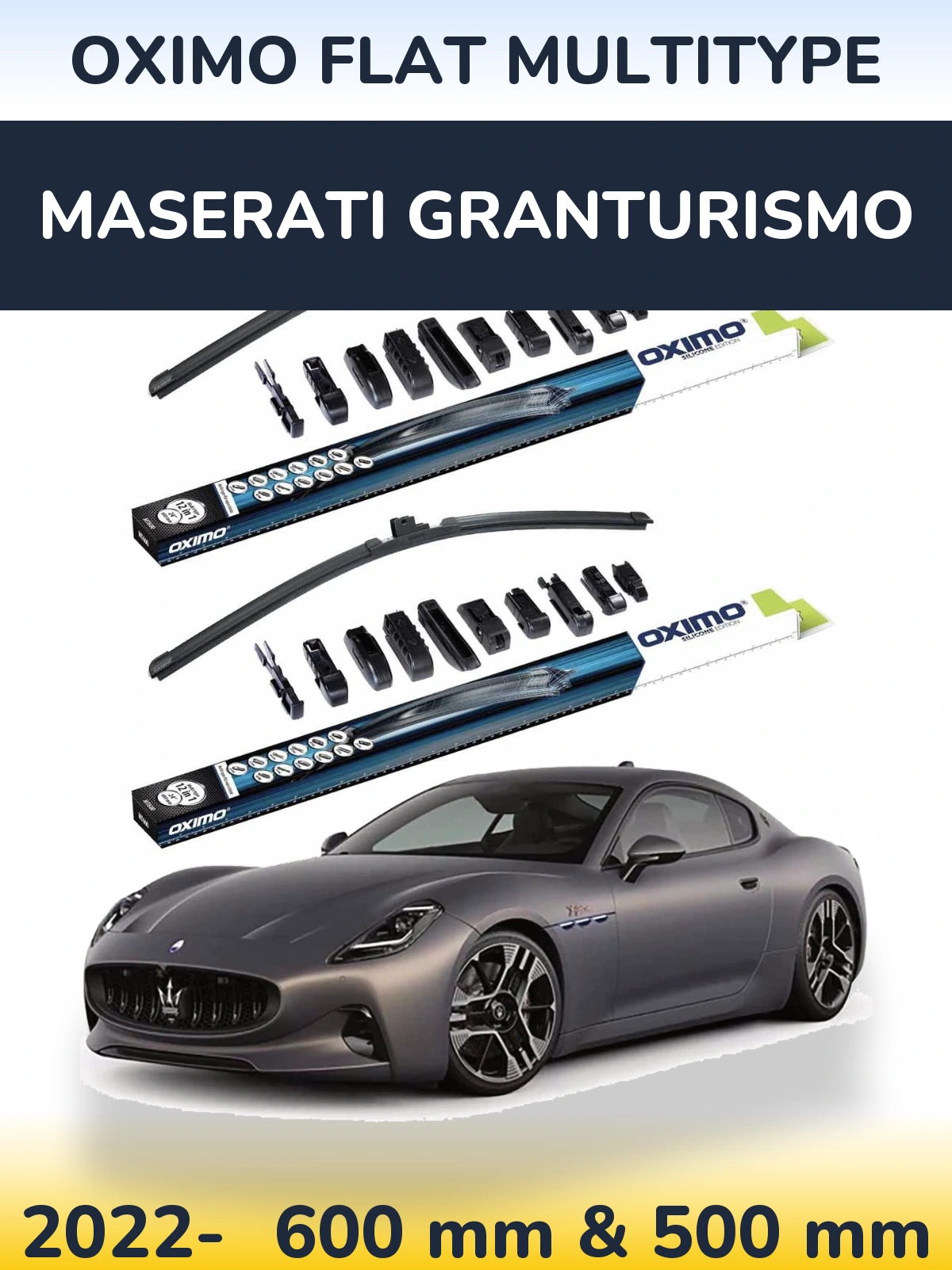 Комплект передних дворников Oximo Flat MultiТипe 600 & 500 мм для Maserati GranTurismo 2022-2026