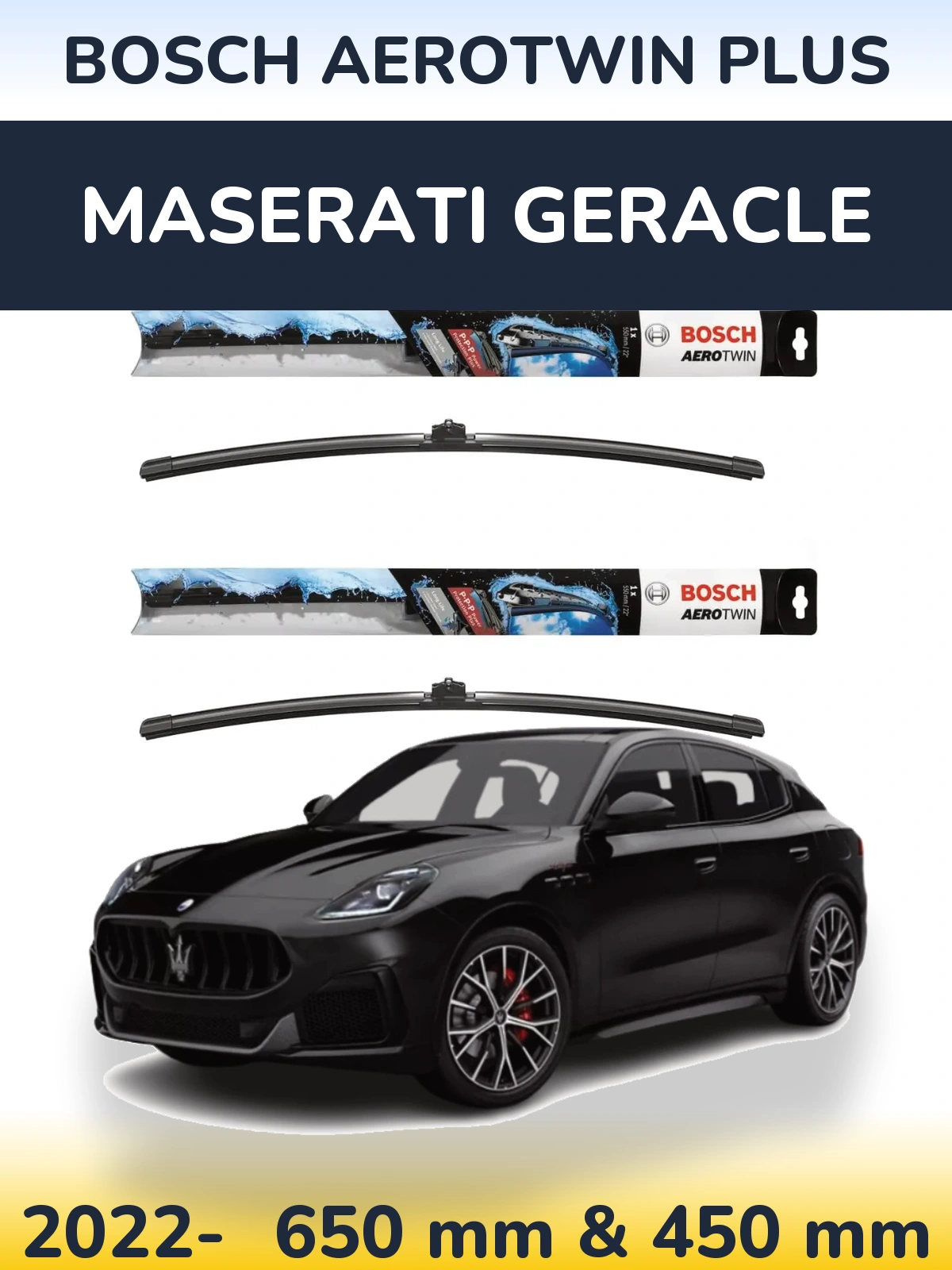 Комплект передних дворников BOSCH AeroTwin Plus 650 & 450 мм для Maserati Geracle 2022-2026