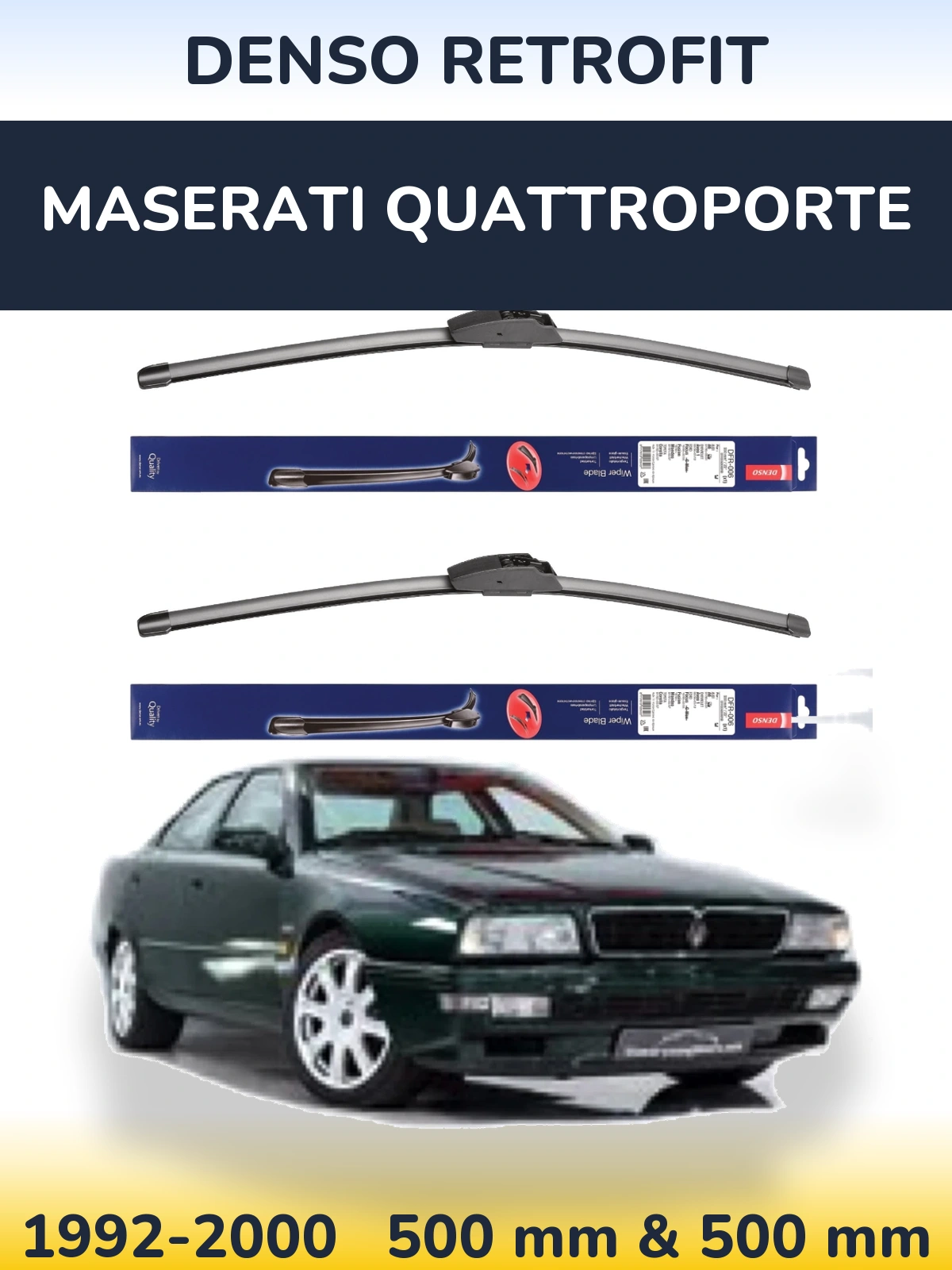 Комплект передніх щіток Denso Retrofit 500 & 500 мм для Maserati Quattroporte 1992-2000