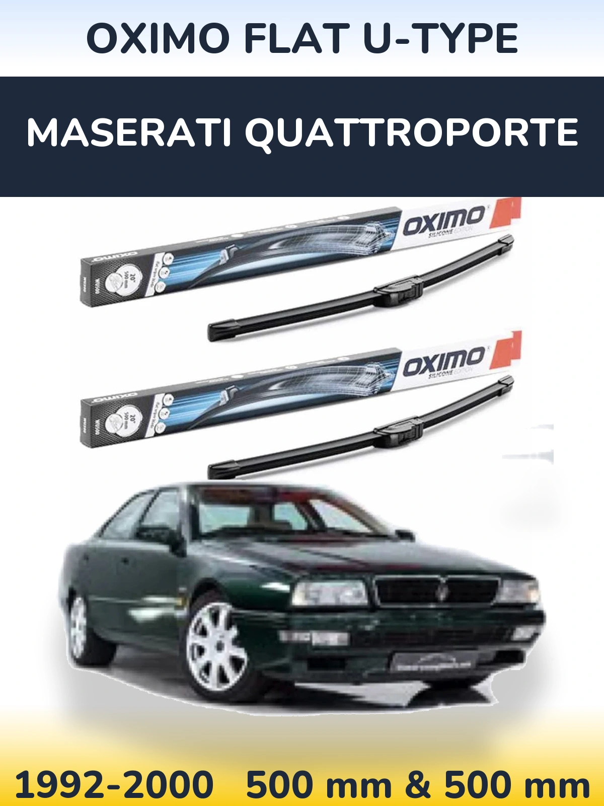 Комплект передних дворников Oximo Flat U-type 500 & 500 мм для Maserati Quattroporte 1992-2000