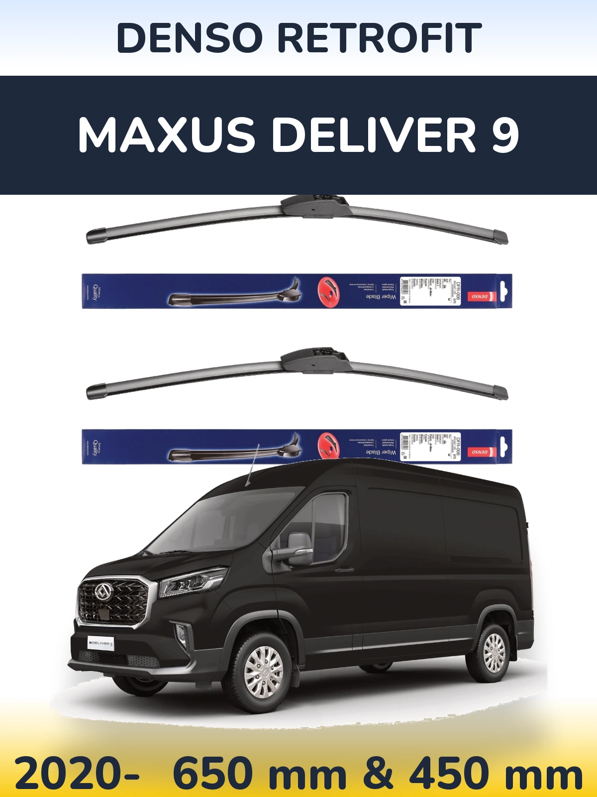 Комплект передних дворников Denso Retrofit 650 & 450 мм для Maxus Deliver 9 2020-2026