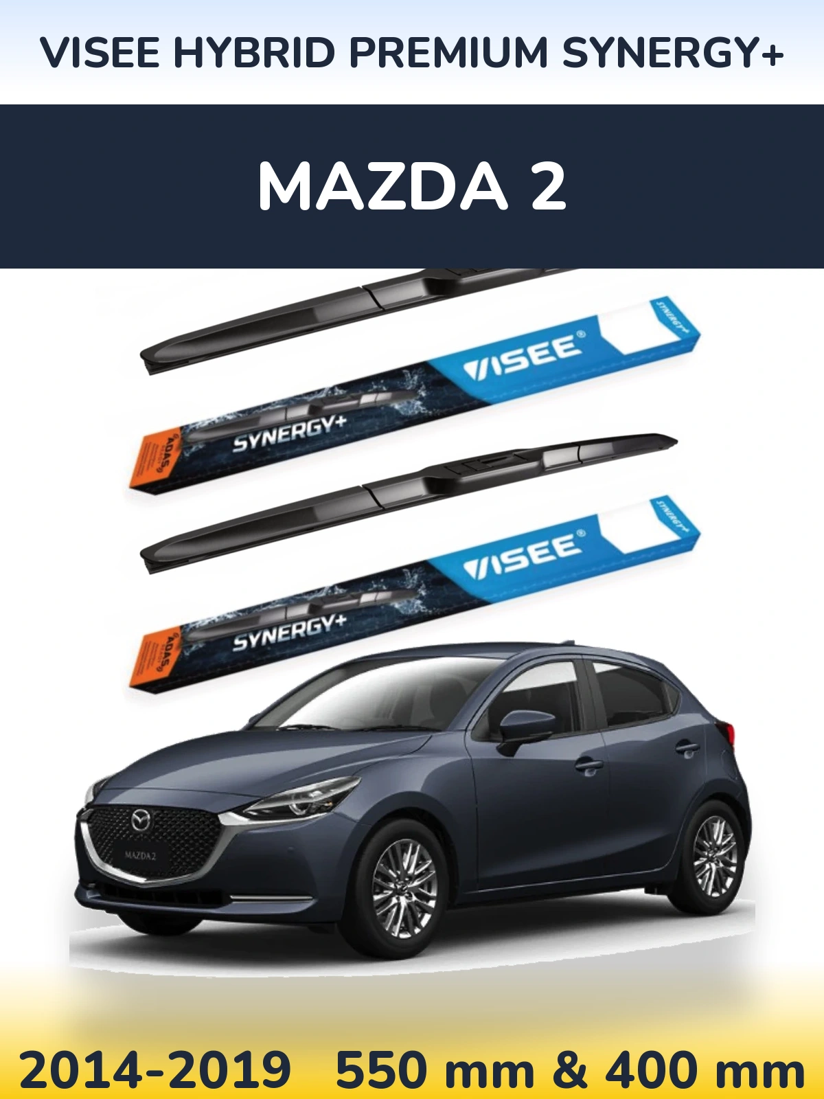 Комплект передніх щіток VISEE HYBRID PREMIUM SYNERGY+ 550 & 400 мм для Mazda 2 2014-2019
