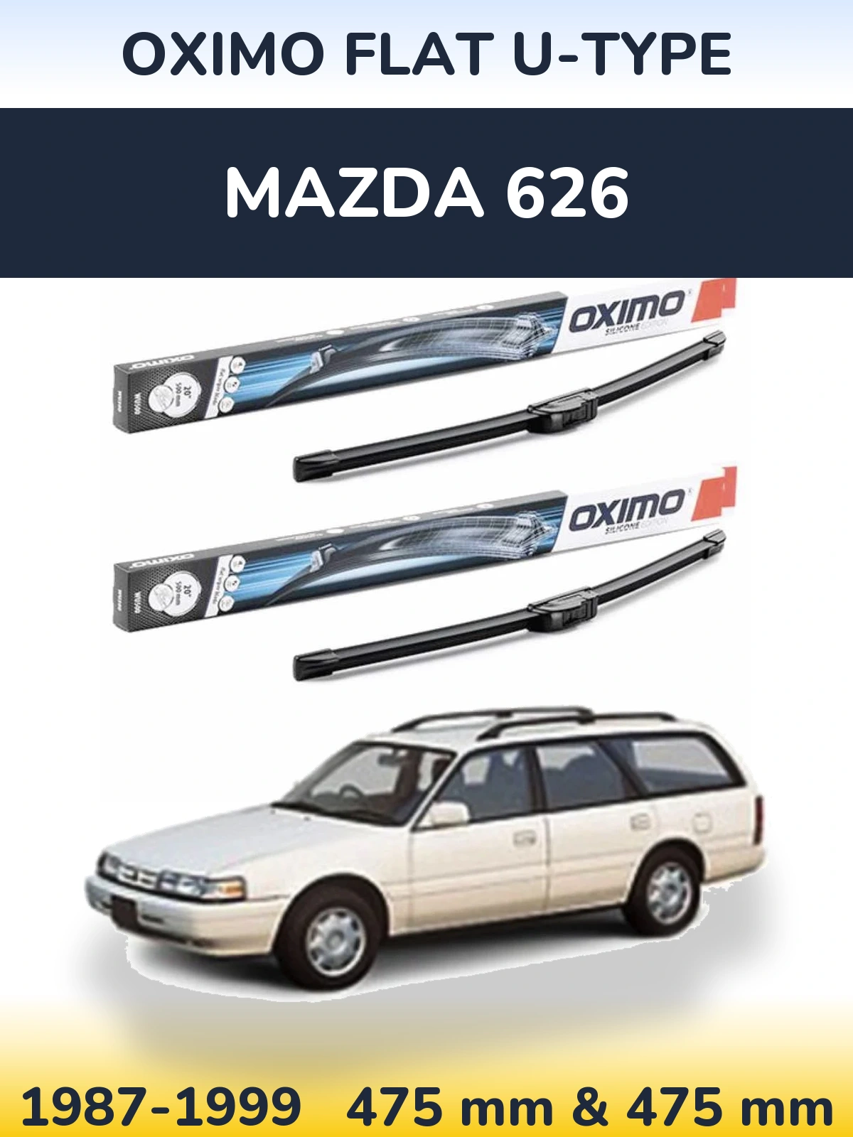 Комплект передніх щіток Oximo Flat U-type 475 & 475 мм для Mazda 626 1987-1999
